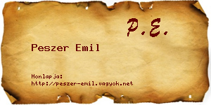 Peszer Emil névjegykártya